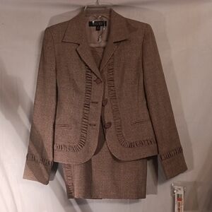 Kasper Brown Blazer Tailored Fit Notched Lapels Size 6